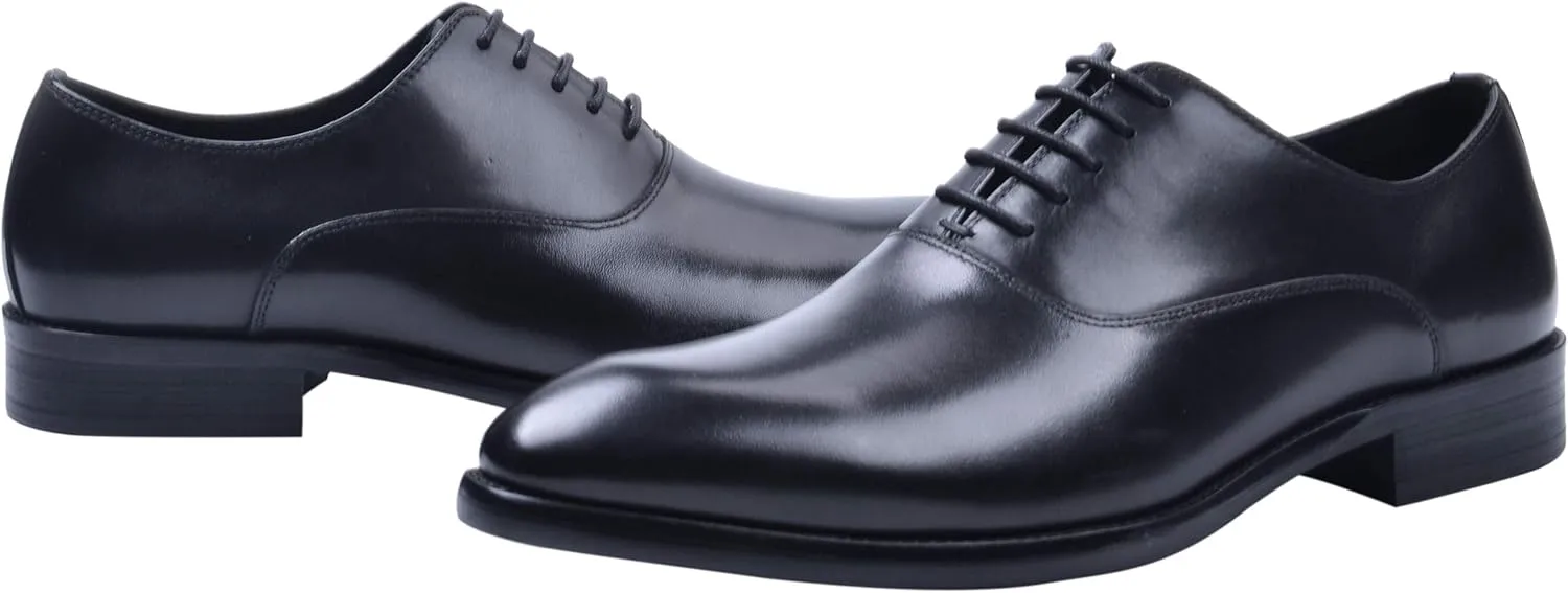 Santimon Oxford Shoes Men Derby Leather Lace-up Formal Business Dress Shoes Black Red Tan