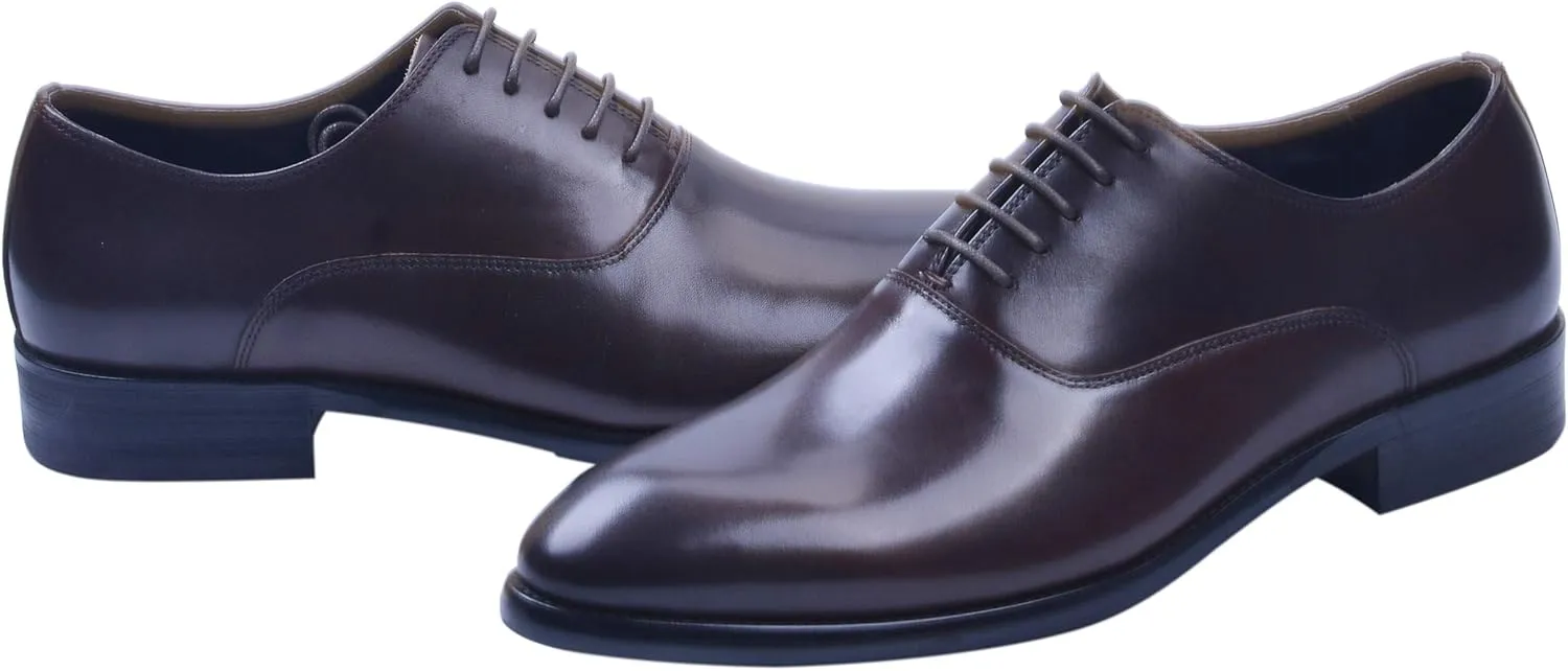 Santimon Oxford Shoes Men Derby Leather Lace-up Formal Business Dress Shoes Black Red Tan