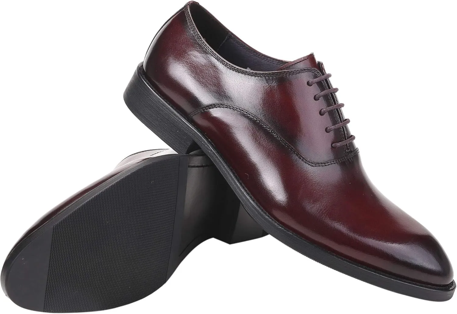 Santimon Oxford Shoes Men Derby Leather Lace-up Formal Business Dress Shoes Black Red Tan