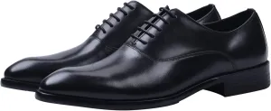 Santimon Oxford Shoes Men Derby Leather Lace-up Formal Business Dress Shoes Black Red Tan