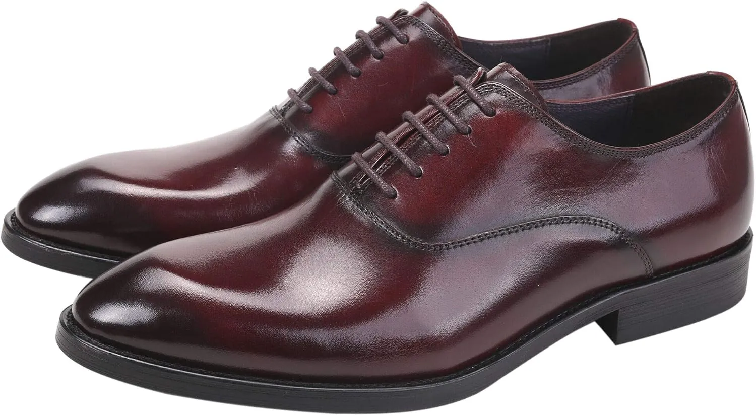 Santimon Oxford Shoes Men Derby Leather Lace-up Formal Business Dress Shoes Black Red Tan