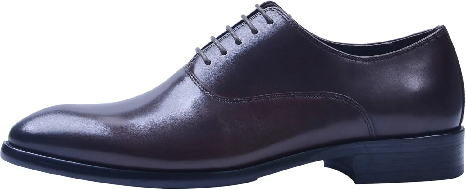 Santimon Oxford Shoes Men Derby Leather Lace-up Formal Business Dress Shoes Black Red Tan