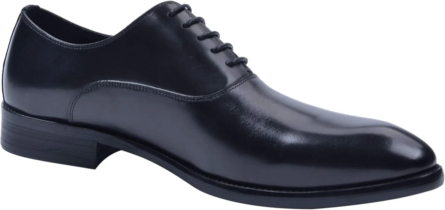 Santimon Oxford Shoes Men Derby Leather Lace-up Formal Business Dress Shoes Black Red Tan