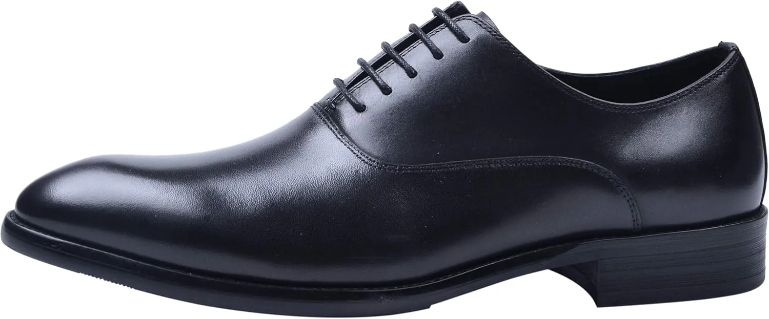 Santimon Oxford Shoes Men Derby Leather Lace-up Formal Business Dress Shoes Black Red Tan
