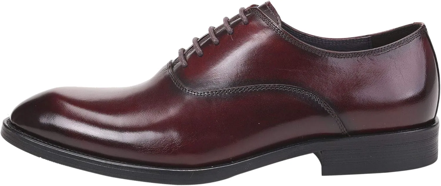 Santimon Oxford Shoes Men Derby Leather Lace-up Formal Business Dress Shoes Black Red Tan