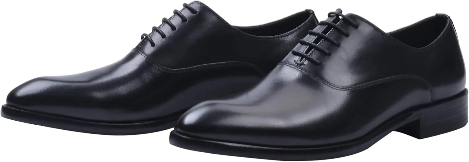 Santimon Oxford Shoes Men Derby Leather Lace-up Formal Business Dress Shoes Black Red Tan