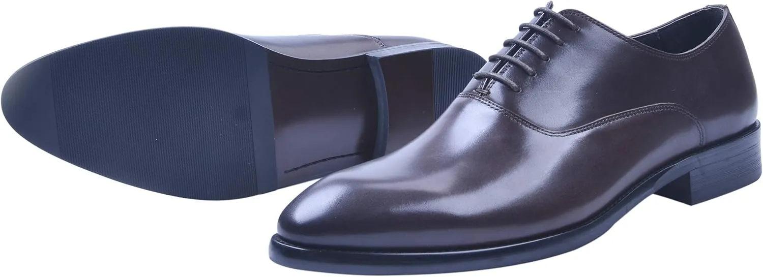 Santimon Oxford Shoes Men Derby Leather Lace-up Formal Business Dress Shoes Black Red Tan