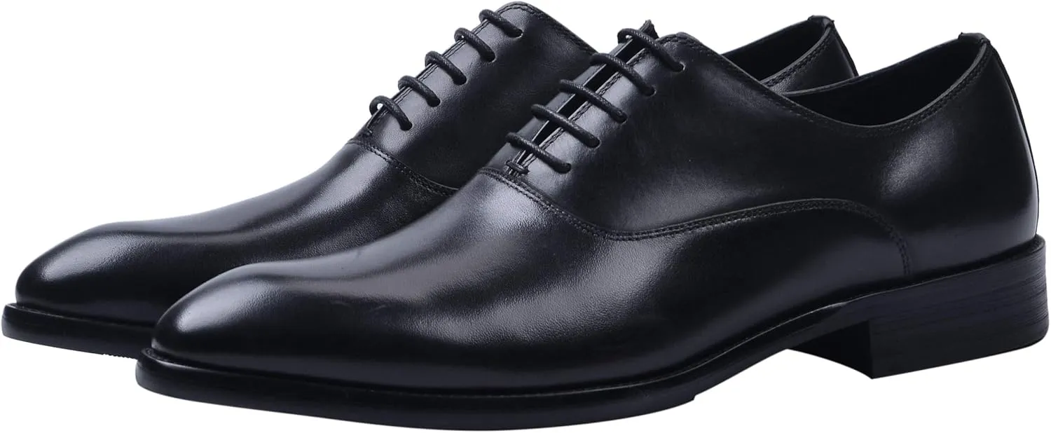 Santimon Oxford Shoes Men Derby Leather Lace-up Formal Business Dress Shoes Black Red Tan