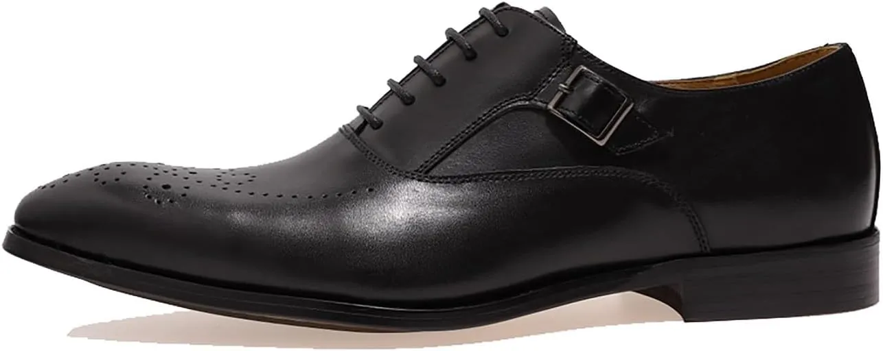 Santimon Oxfords for Men Formal Dress Suit Shoes Genunie Leather Wingtip Brogues Modern Prom Derby Mens Prom Wedding Business Causal Fashion Comfortable Tuxedo Shoes for Men