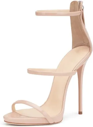 sexytag Women's Rhinestone Sparkly Heels Low Platform Open Toe Stiletto Ankle Strap High Heels Sandals