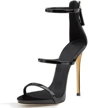 sexytag Women's Rhinestone Sparkly Heels Low Platform Open Toe Stiletto Ankle Strap High Heels Sandals