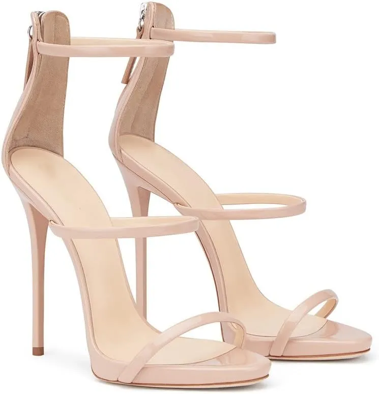 sexytag Women's Rhinestone Sparkly Heels Low Platform Open Toe Stiletto Ankle Strap High Heels Sandals