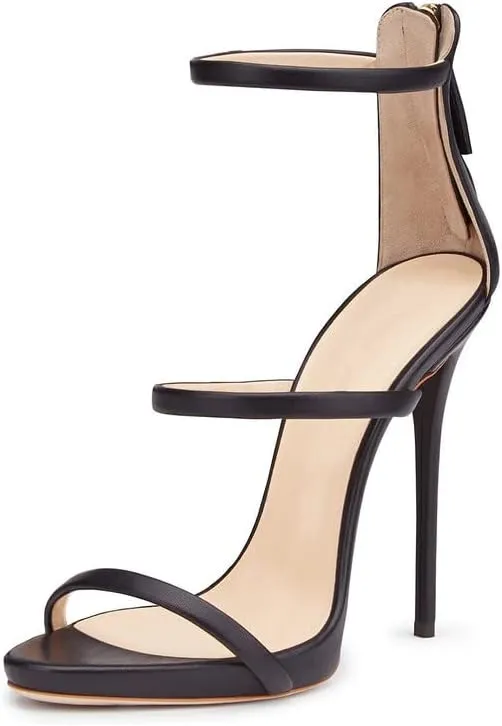 sexytag Women's Rhinestone Sparkly Heels Low Platform Open Toe Stiletto Ankle Strap High Heels Sandals