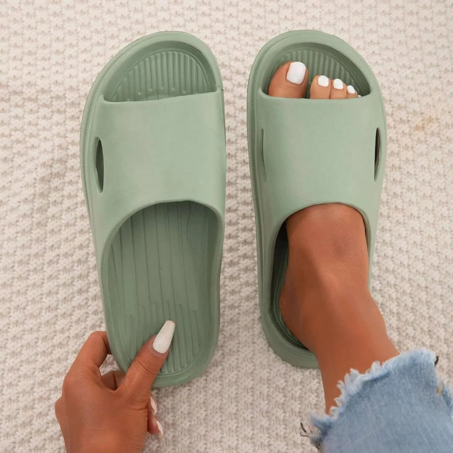 Shower Slippers Shower Shoes for Living Room Pool Beach Spa Public Showers Thick Sole Non-Slip Slides for Men