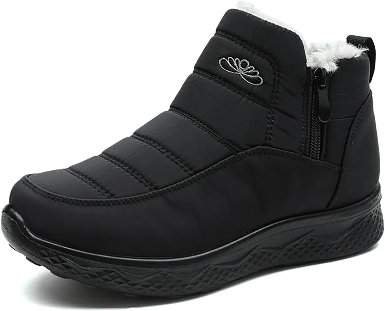 Snow Boots for Couples Waterproof Insulated Women's Warm Sheepskin-Lined Boots Men Winter Ankle Boots Slip-on Short Fur Lined Boot Comfort Orthopedic Fuzzy Thermal Booties Arch Support Shoes