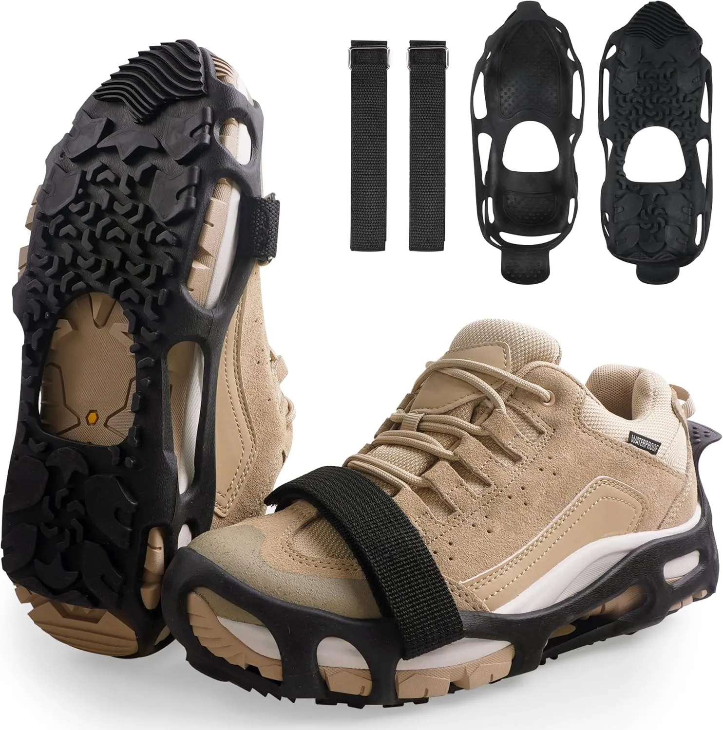Spikeless Ice Cleats Perfect for Transitioning Between Indoor/Outdoor Surfaces Slip On Spikeless Ice Traction Devices Grippers Indoor Anti-Slip Job Safety Traction Slip-On