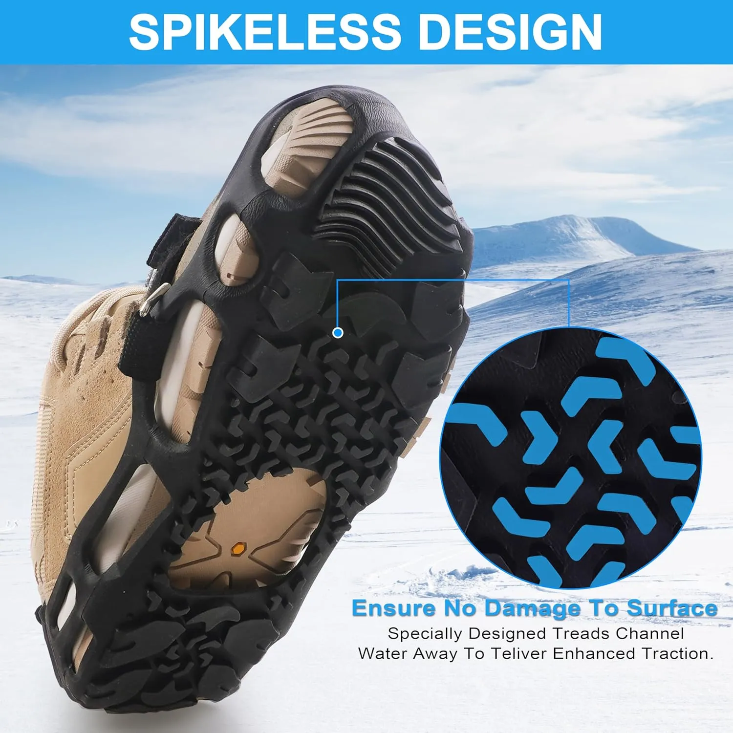Spikeless Ice Cleats Perfect for Transitioning Between Indoor/Outdoor Surfaces Slip On Spikeless Ice Traction Devices Grippers Indoor Anti-Slip Job Safety Traction Slip-On
