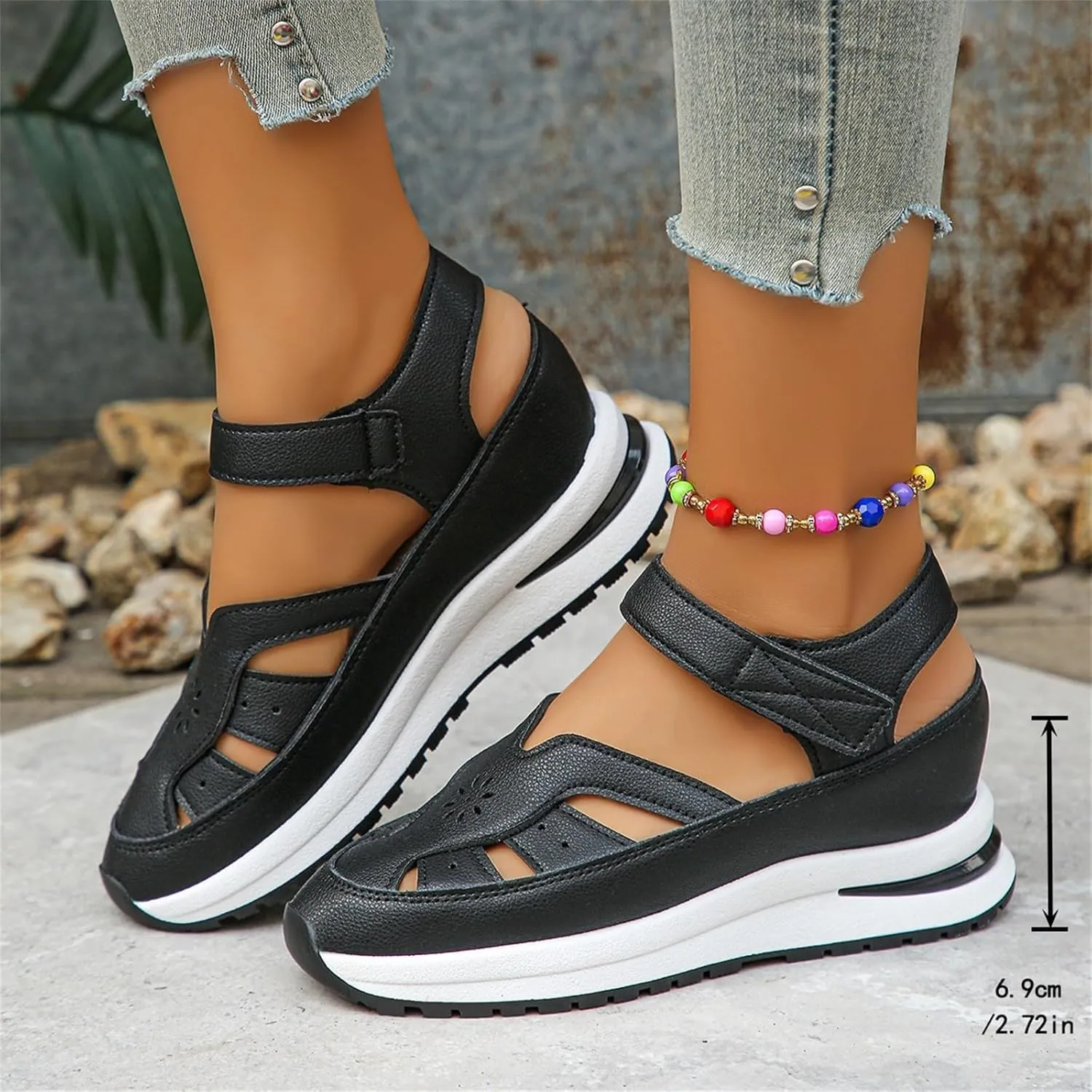 Sports Sandals for Women 2025 Breathable Hollow Out Wedge Shoes Closed Toe Comfortable Sneakers Casual Adjustable Strap Walking Shoes