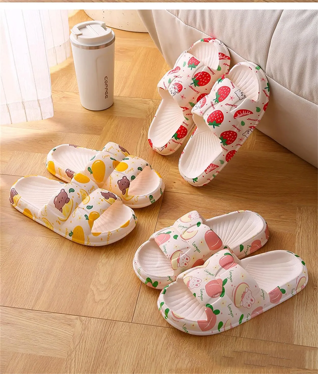 Strawberry Women Slide Slippers Sandals For Women Cute Slippers Sandals Funny Slide Beach Travel Shower Slide