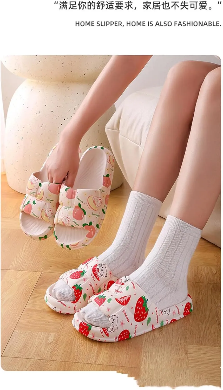 Strawberry Women Slide Slippers Sandals For Women Cute Slippers Sandals Funny Slide Beach Travel Shower Slide