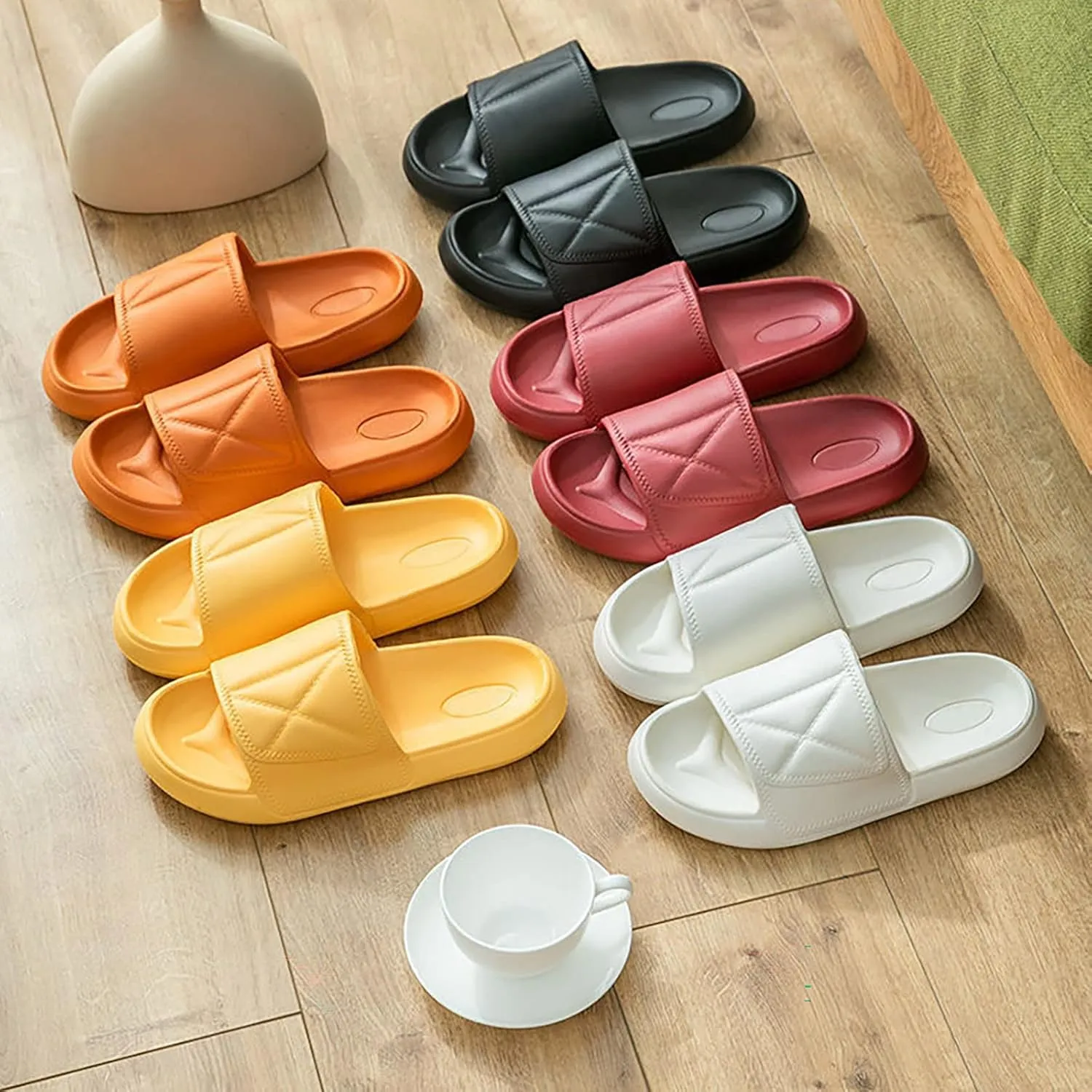 Summer Slides Sandals for Women Non Slip Quick Drying Shower Slides Pillow Slippers Pillow Slippers for Women
