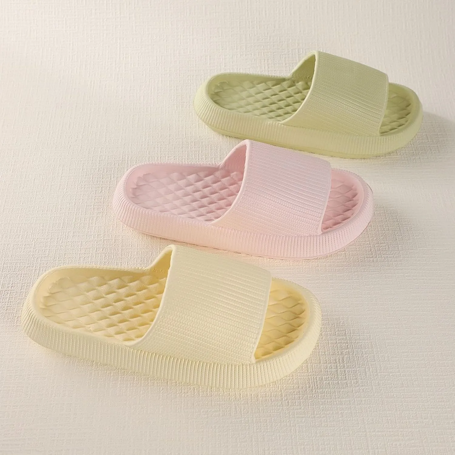 Summer Slides Sandals for Women Quick Drying Non Slip Slippers Open Toe Shower Shoes Women's Pillow Slippers