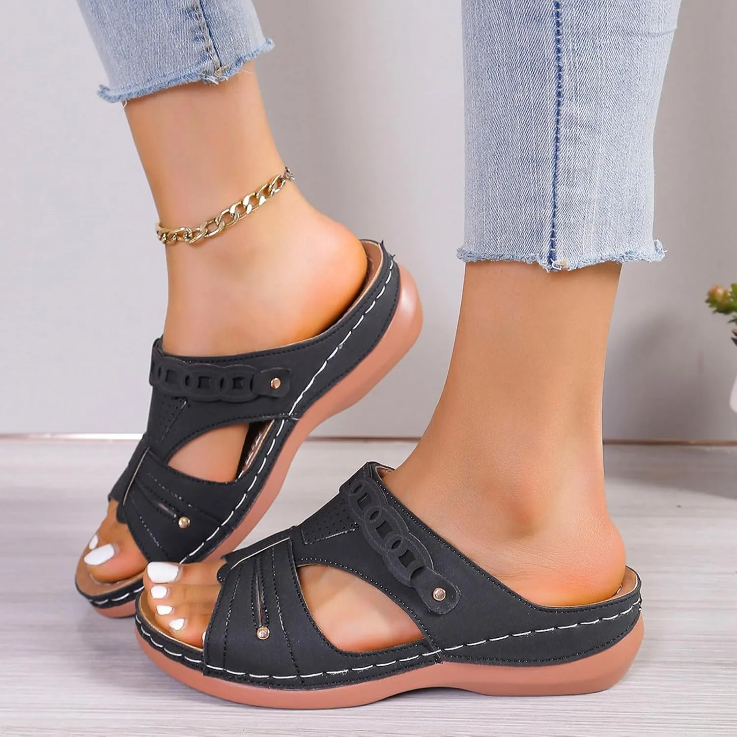 Summer Versatile Sandals for Women Non Slip on Casual Summer Beach Shoes Orthopedic Sandals with Arch Support