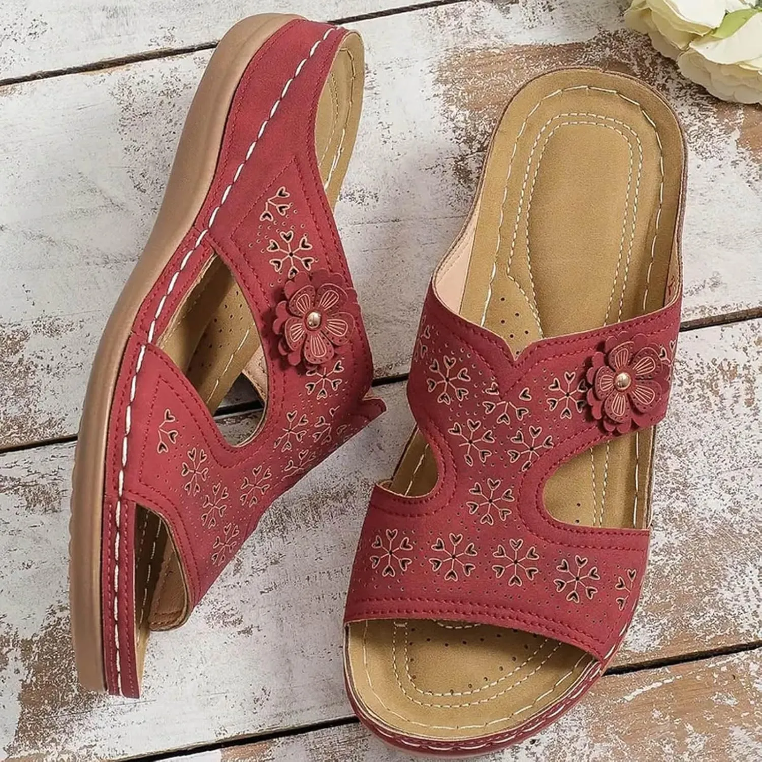 Summer Versatile Sandals for Women Summer Low Wedges Comfortable Open Toe Sandal Arch Support Elegant Sandals