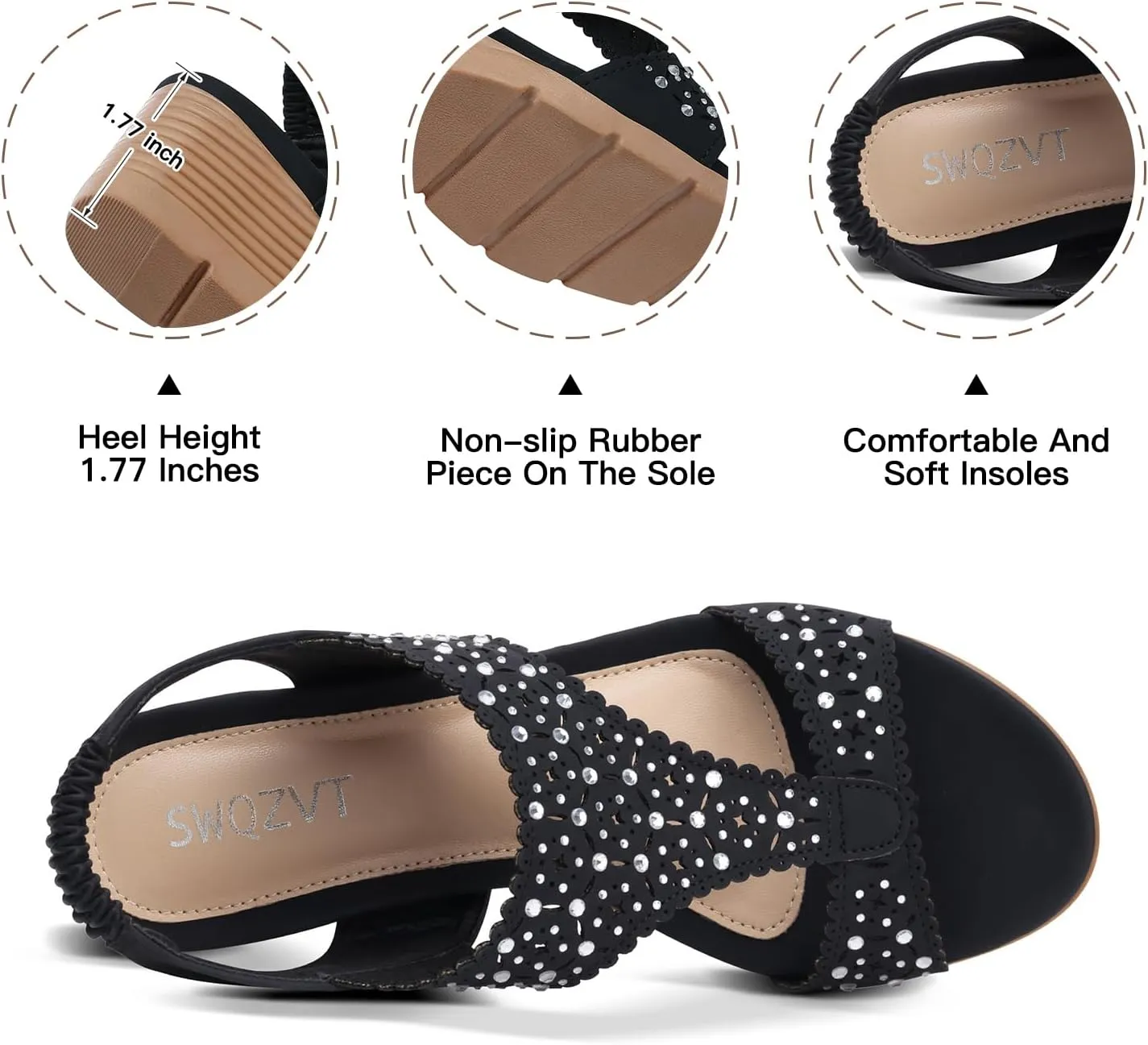 SWQZVT Wedge Sandals Women Dressy: Summer Low Wedges Comfort Sandal - Comfortable Strappy Casual Womens Sandals