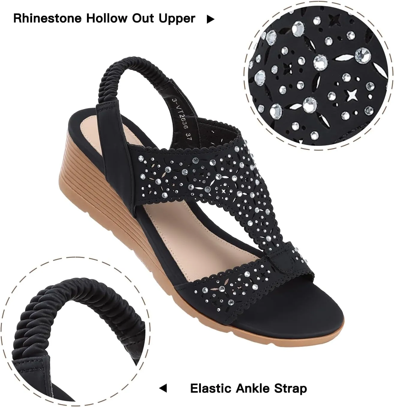 SWQZVT Wedge Sandals Women Dressy: Summer Low Wedges Comfort Sandal - Comfortable Strappy Casual Womens Sandals