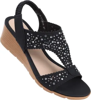 SWQZVT Wedge Sandals Women Dressy: Summer Low Wedges Comfort Sandal - Comfortable Strappy Casual Womens Sandals