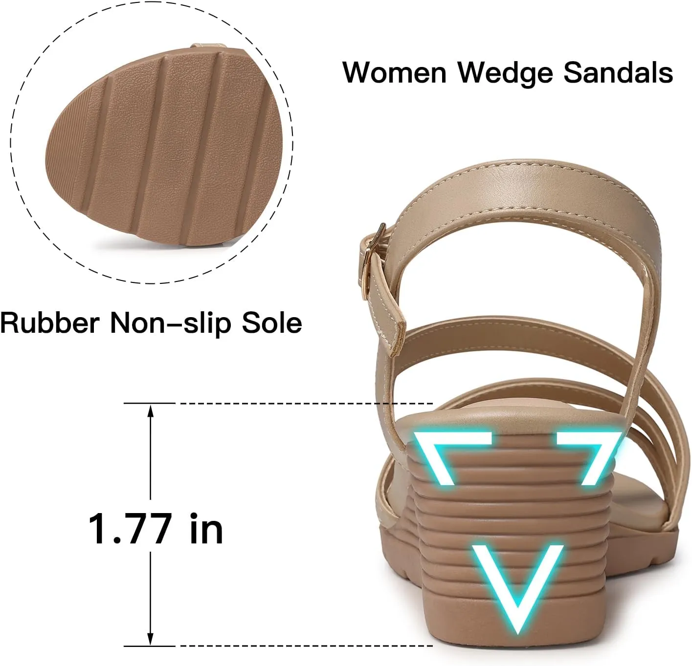 SWQZVT Wedge Sandals Women Dressy: Summer Low Wedges Comfort Sandal - Comfortable Strappy Casual Womens Sandals