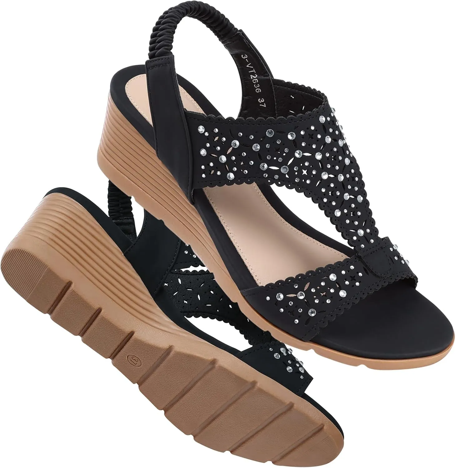 SWQZVT Wedge Sandals Women Dressy: Summer Low Wedges Comfort Sandal - Comfortable Strappy Casual Womens Sandals