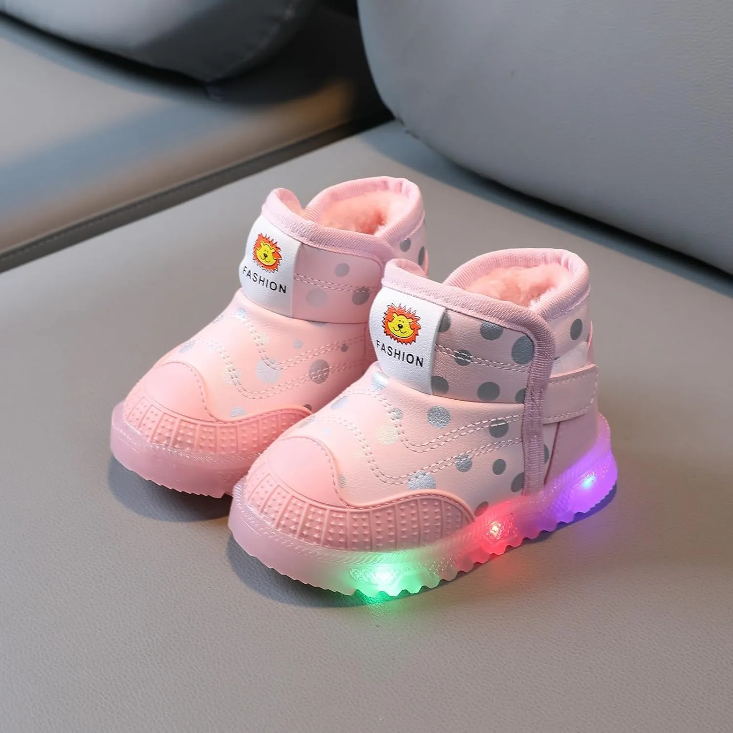 Toddler Girls Boys Light Up Shoes LED Cotton Warm Breathable Lightweight Walking Sneakers Winter Warm Snow Boots Size 5