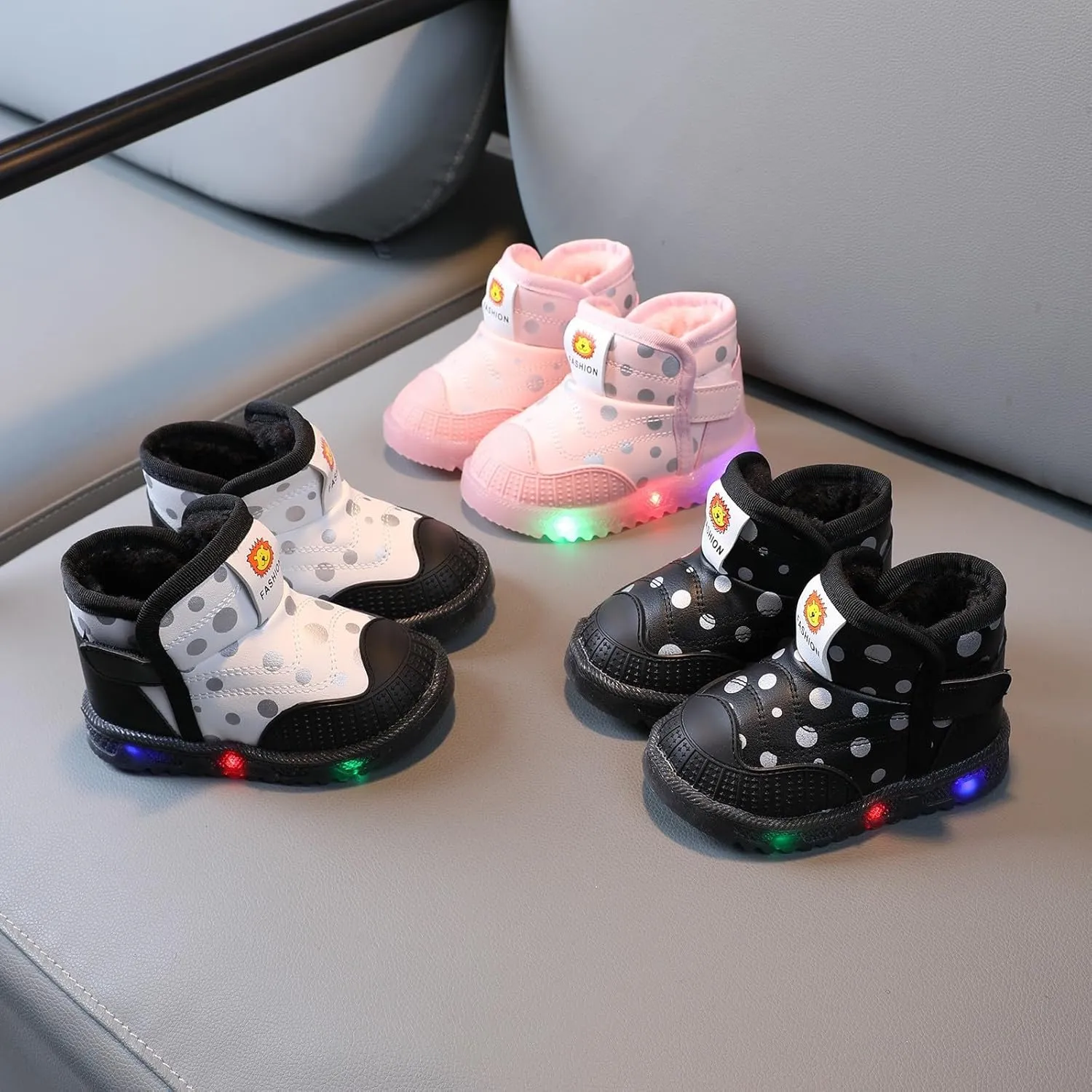 Toddler Girls Boys Light Up Shoes LED Cotton Warm Breathable Lightweight Walking Sneakers Winter Warm Snow Boots Size 5