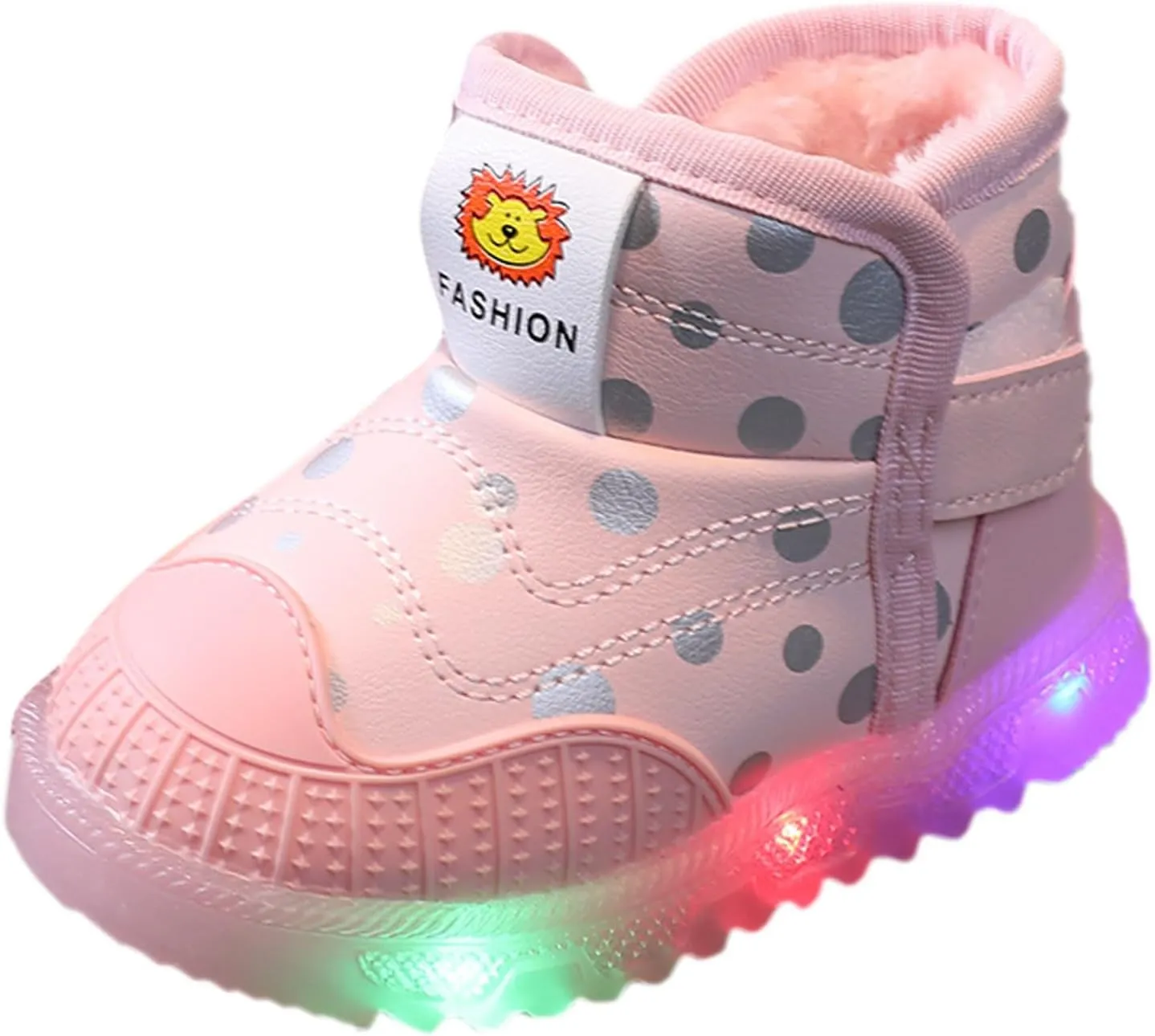 Toddler Girls Boys Light Up Shoes LED Cotton Warm Breathable Lightweight Walking Sneakers Winter Warm Snow Boots Size 5