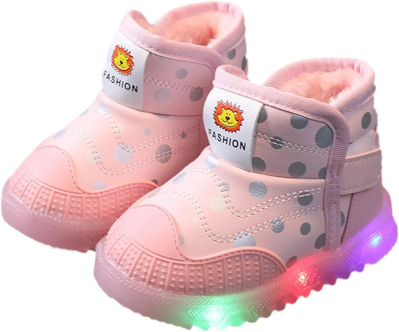 Toddler Girls Boys Light Up Shoes LED Cotton Warm Breathable Lightweight Walking Sneakers Winter Warm Snow Boots Size 5
