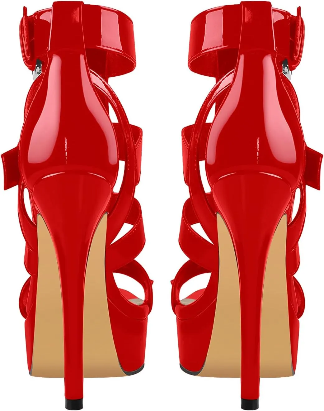 VERISSON Women's Open Toe Rivets Stud Stiletto Heels T-strappy Platform High Heels Sandals for Prom Dressing Party