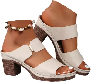 Wedge Sandals For Women 2025 Comfortable Open Toe Ankle Strap Chunky Heel Party Dress Wedding Pumps Shoes Block Heels