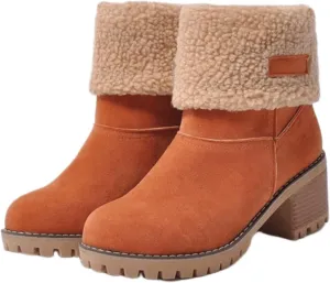Winter Boots For Women 2024 Mid Calf Fashion Snow Boots Fur Lined Warm Comfortable Slip On Short Ankle Booties