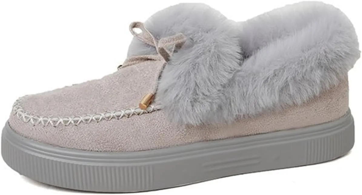 Winter Boots For Women 2024 Snow Boots Warm Fur Lined Anti-Slip Outdoor Slip On Ankle Booties Comfort Loafers Shoes