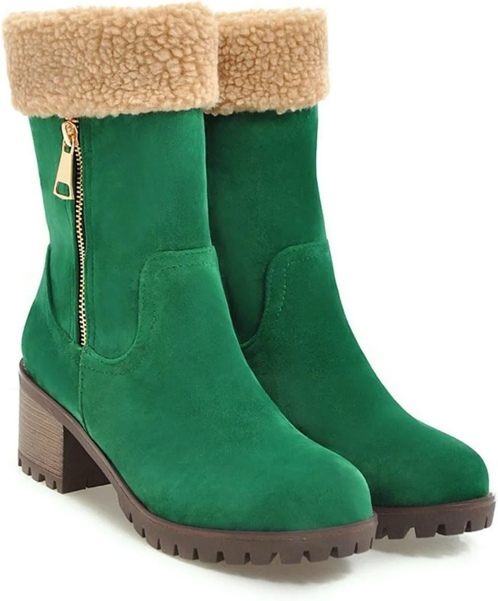 Winter Boots For Women Mid Calf Snow Boots Warm Plush Lined Insulated Womens Winter Boots Waterproof for Outdoor