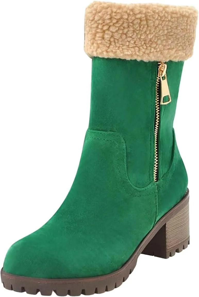 Winter Boots For Women Mid Calf Snow Boots Warm Plush Lined Insulated Womens Winter Boots Waterproof for Outdoor