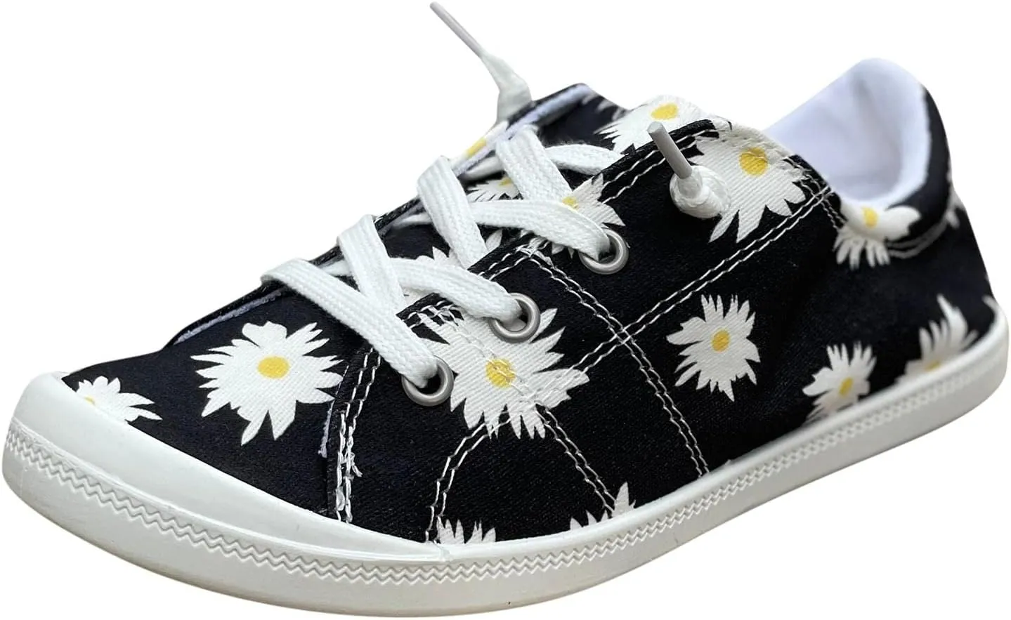Women Fashion Casual Sneakers Canvas Lace-Up Loafers Lightweight Ladies Shoes Flat Soft Soled Comfortable Shoes Slip on Arch Support Wide Feet Toe Box Lightweight Indoor flip-Flops red J39-Yellow