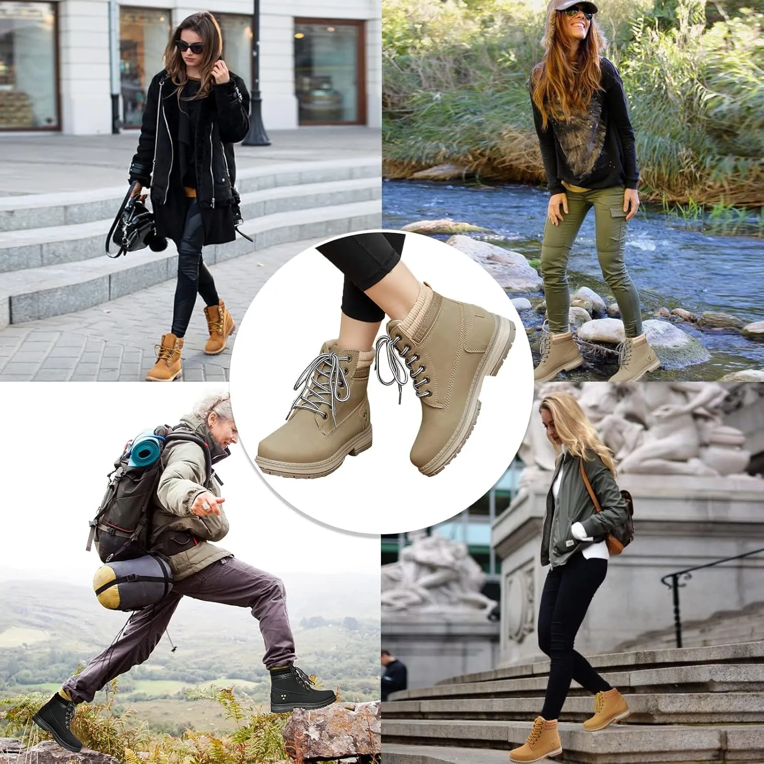 Women Work Boots - Waterproof Hiking Outdoor Lightweight Construction Composite Comfortable