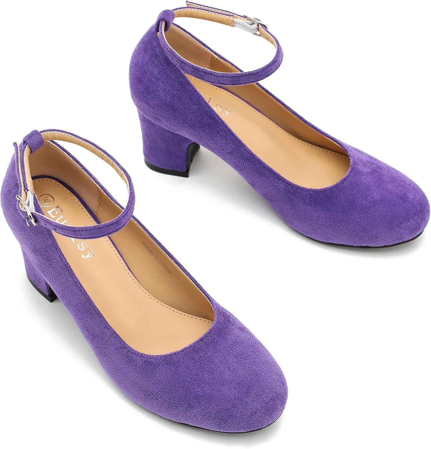 Women's Ankle Strap Closed Round Toe Pumps Low Chunky Block Heels Comfort Wedding Party Dress Evening Shoes