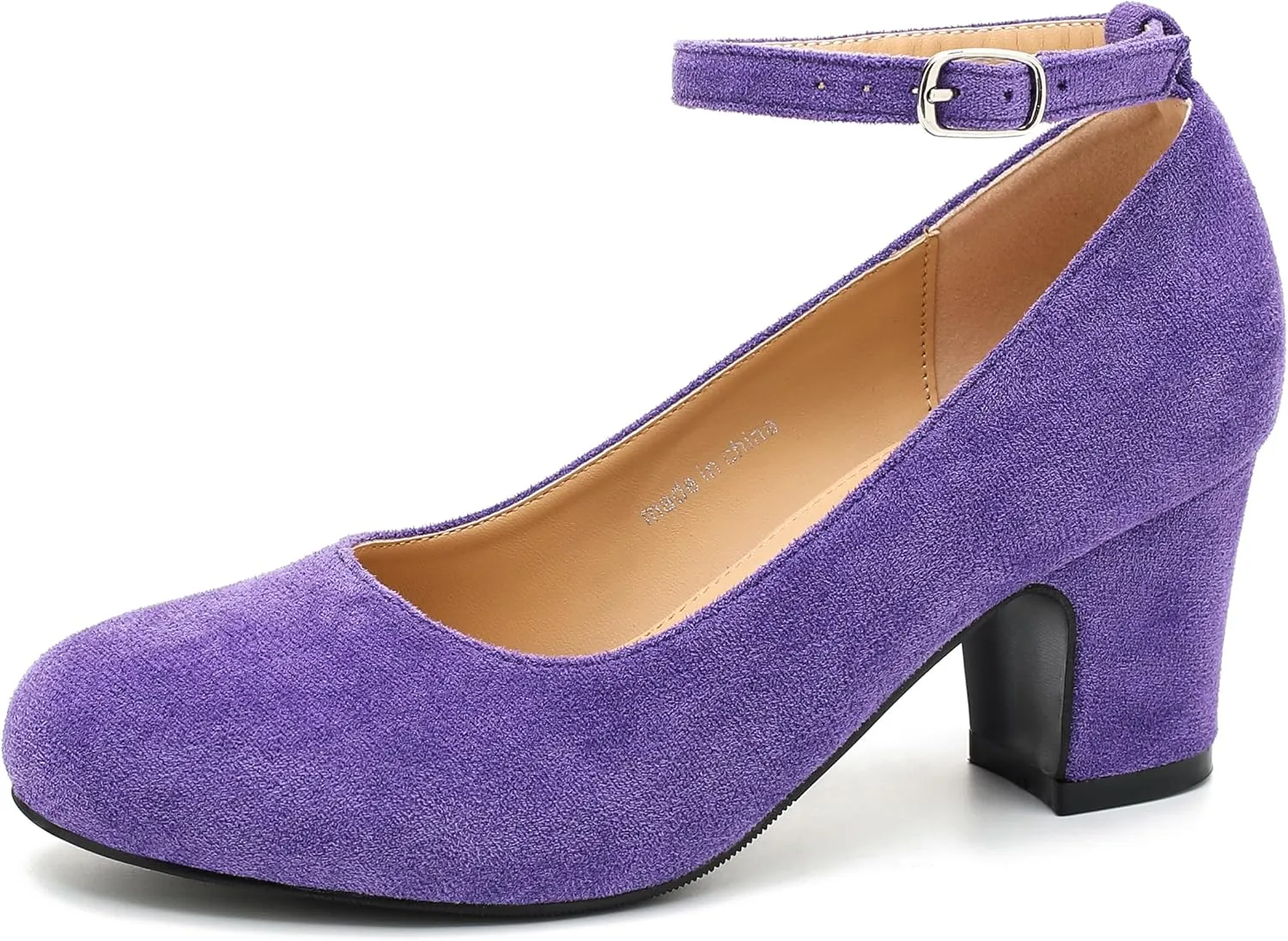 Women's Ankle Strap Closed Round Toe Pumps Low Chunky Block Heels Comfort Wedding Party Dress Evening Shoes