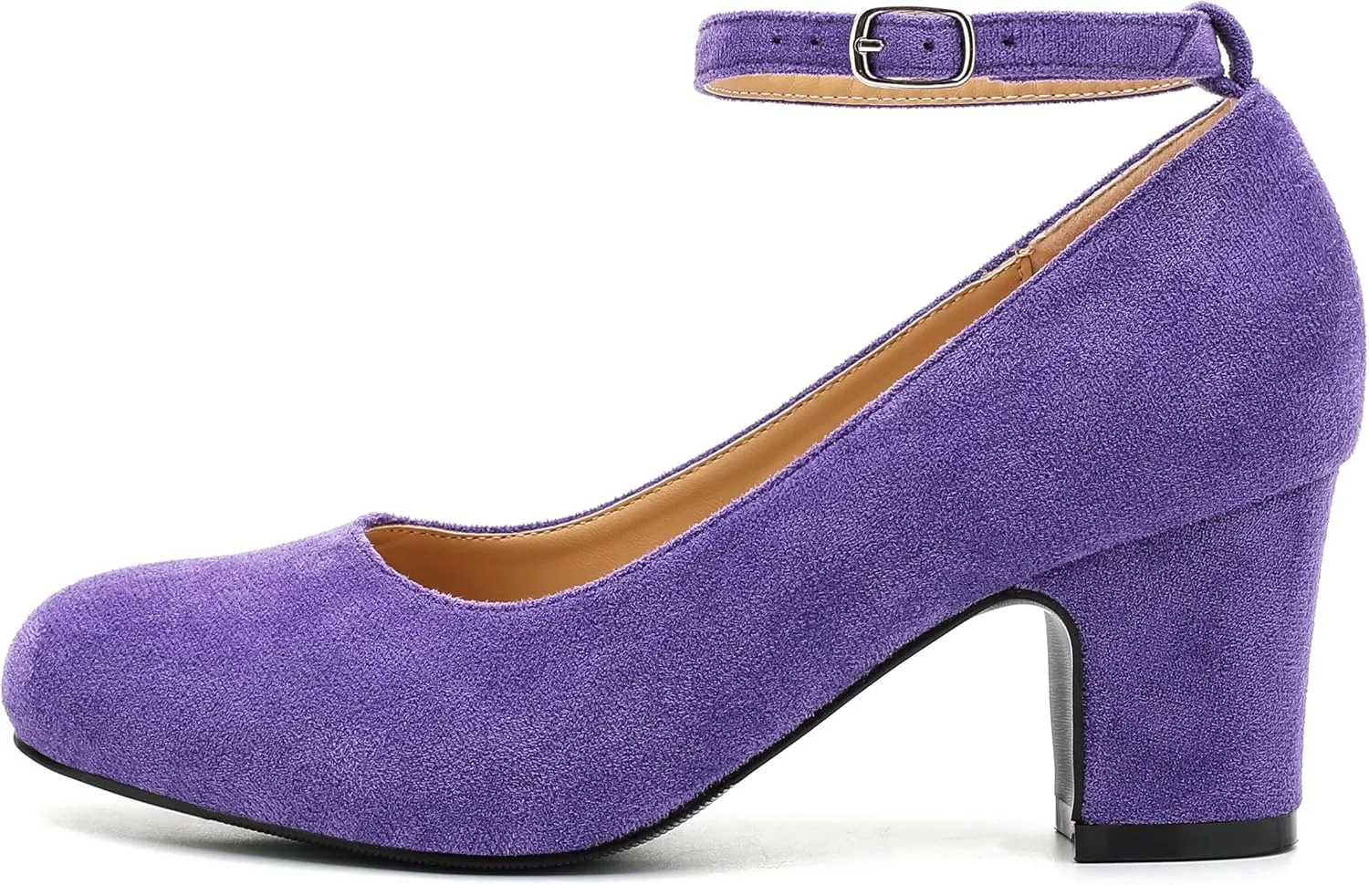 Women's Ankle Strap Closed Round Toe Pumps Low Chunky Block Heels Comfort Wedding Party Dress Evening Shoes
