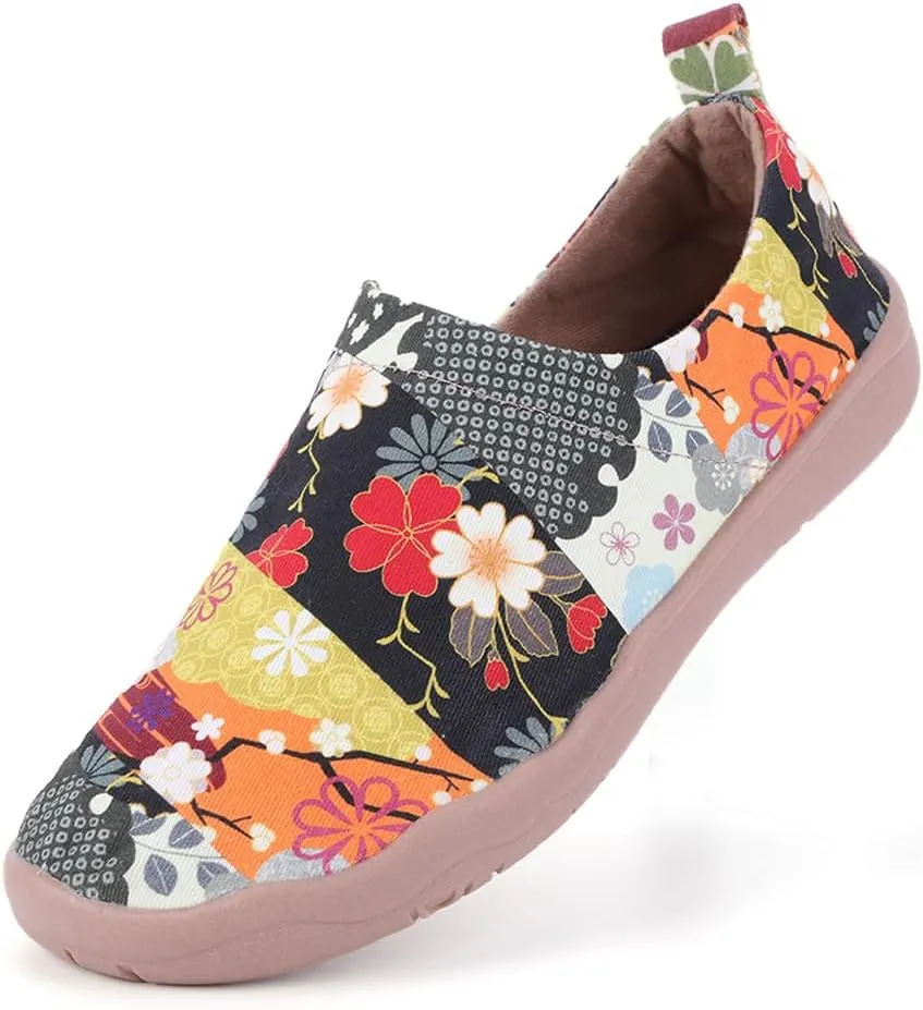 Women's Art Painted Canvas Loafers Slip On Sneaker with Orthopedic Arch Support Lightweight Travel Shoes Comfort Soft Casual Walking Shoes