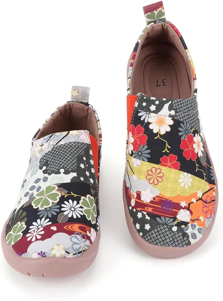 Women's Art Painted Canvas Loafers Slip On Sneaker with Orthopedic Arch Support Lightweight Travel Shoes Comfort Soft Casual Walking Shoes